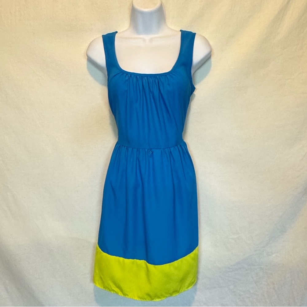 C-82 Sequin Hearts Teal Blue & Green Bottom Sleeveless MIDI Dress Size‎ 9